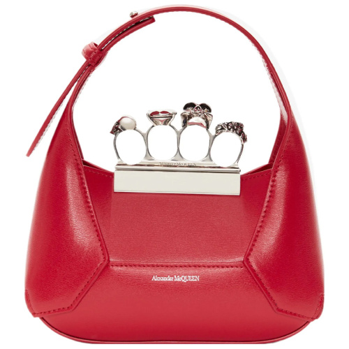 Красная кожаная сумка на плечо с декором Skull Four-Ring