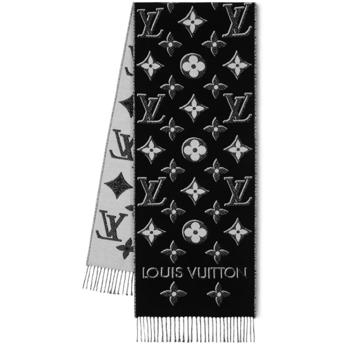 Шерстяной чёрный шарф LV Essential Shine