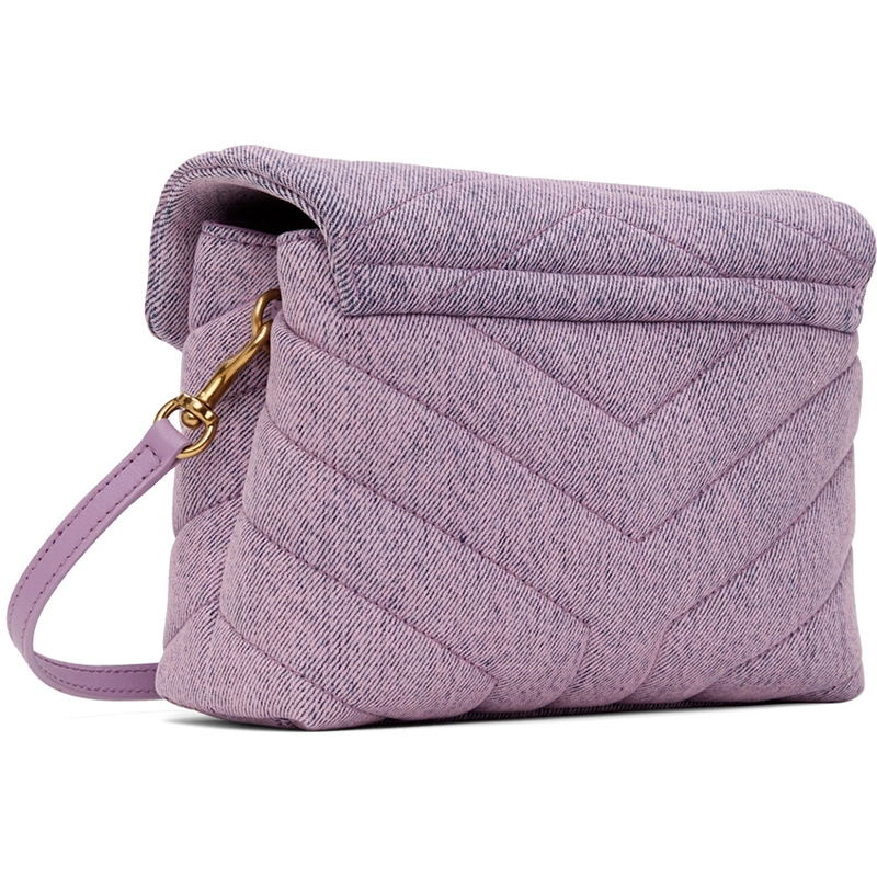 Сиреневая стёганная сумка через плечо из денима Loulou