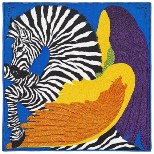 Мини шёлковый платок Nano Zebra Pegasus синий 20