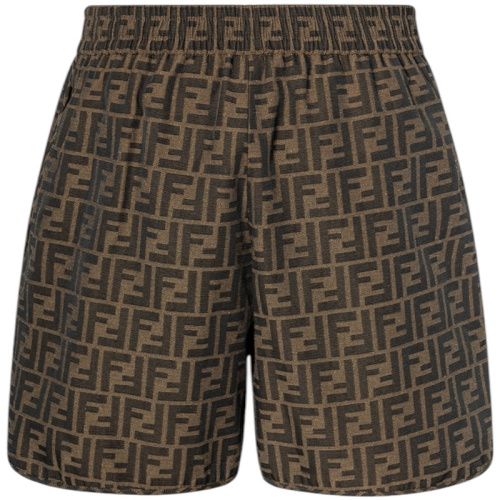 Шорты из холщовой ткани коричневого цвета с монограммой