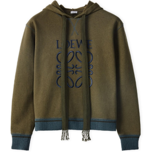 Худи из хлопкового флиса с логотипом Anagram темно-зелёного цвета