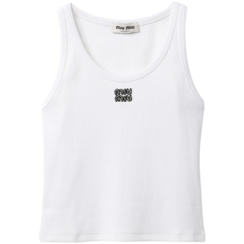 Белая майка из ребристого джерси с логотипом