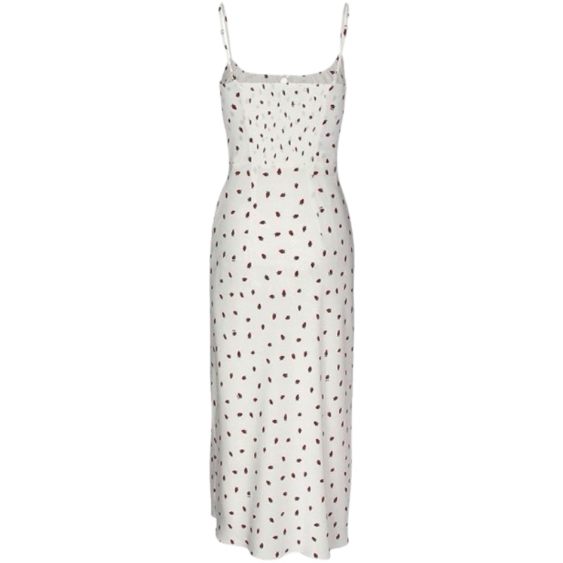 Шёлковое платье The Alba in White Strawberry