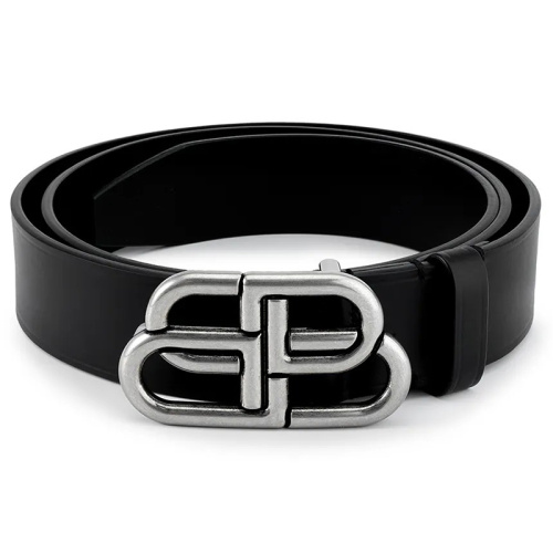 Чёрный кожаный ремень с логотипом BB