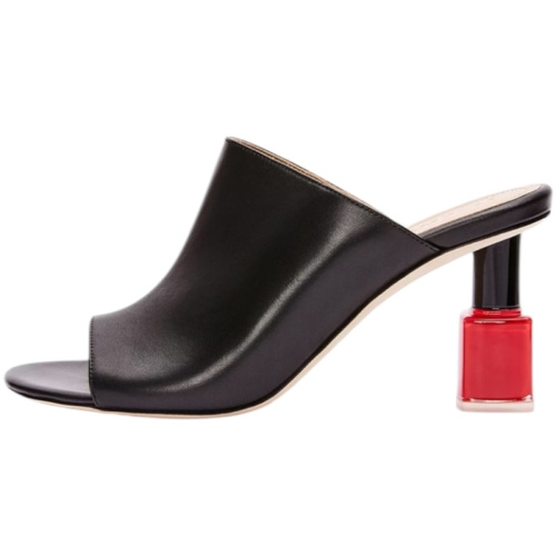 Мюли на каблуках в виде красного лака для ногтей