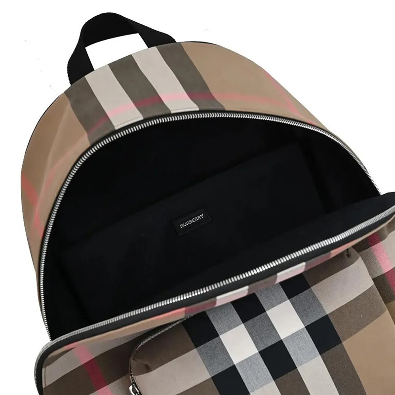 Бежевый хлопковый рюкзак в клетку