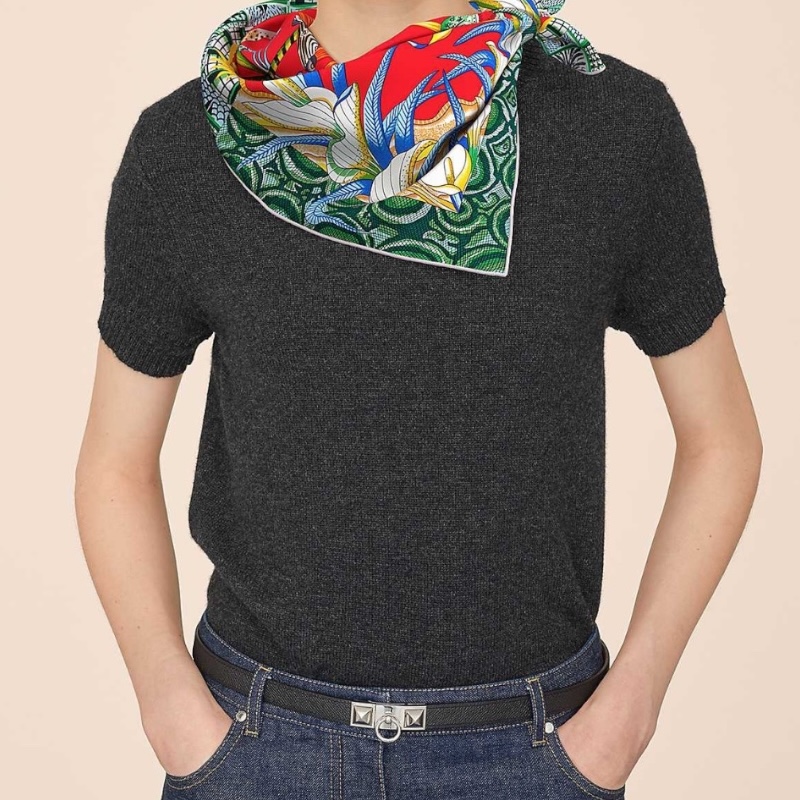 Шёлковый платок La Marche du Zambeze красный 90