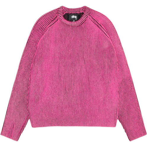 Розовый контрастный джемпер в рубчик SS24