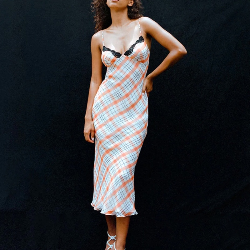 Шёлковое платье-комбинация в клетку The Karlie in Summer Check 