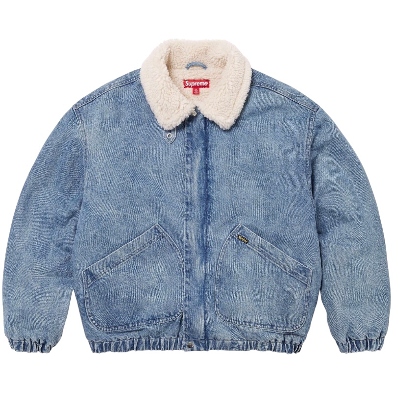 Джинсовая куртка-бомбер с подкладкой из искусственной овчины FW24