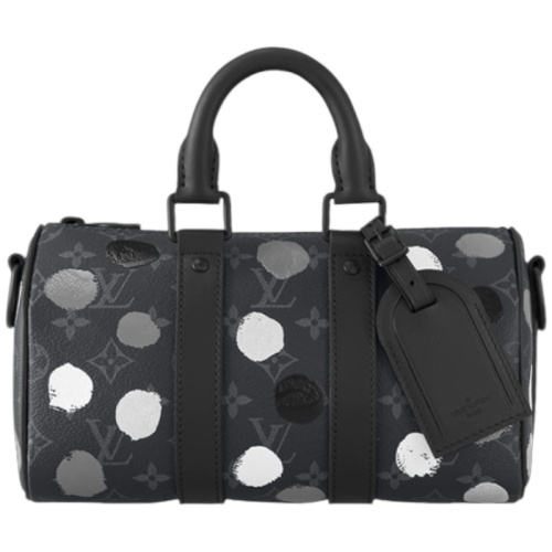 Сумка через плечо черного цвета Keepall 25 из коллекции Yayoi Kusama 