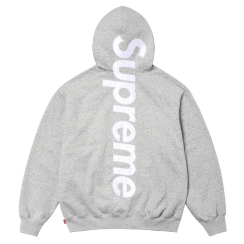 Серое худи Supreme с логотипом на спине