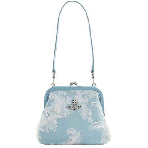 Жаккардовая сумка через плечо голубая