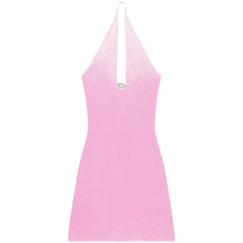 Короткое розовое платье-халтер из выцветшего трикотажа M-Larisa