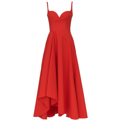 Платье миди с вырезом в форме сердца страстно-красного цвета