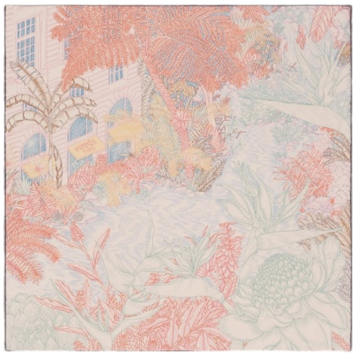 Шёлковый платок Faubourg Tropical Detail светло-роозовый 45