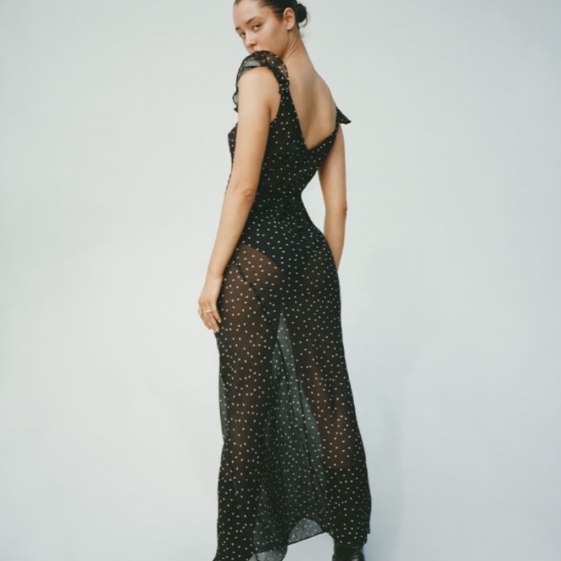 Шёлковое платье в горошек The Lila in Celestial