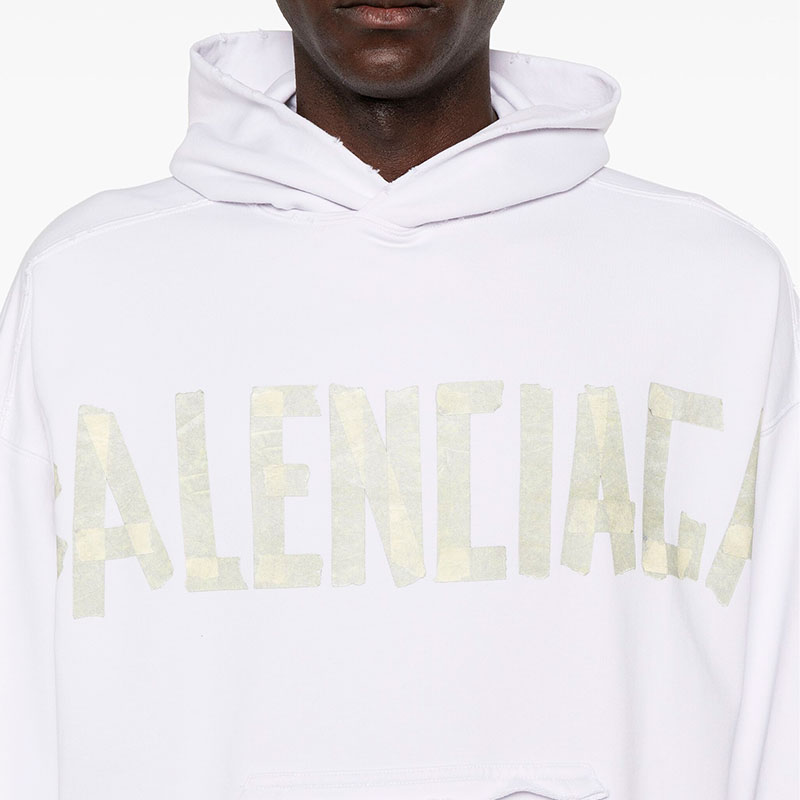 Хлопковое белое худи с логотипом tape type