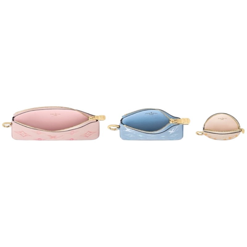 Набор из разноцветных брелков-кошельков Trio Pouch by the Pool Rosebud/Summer Blue/Ceam