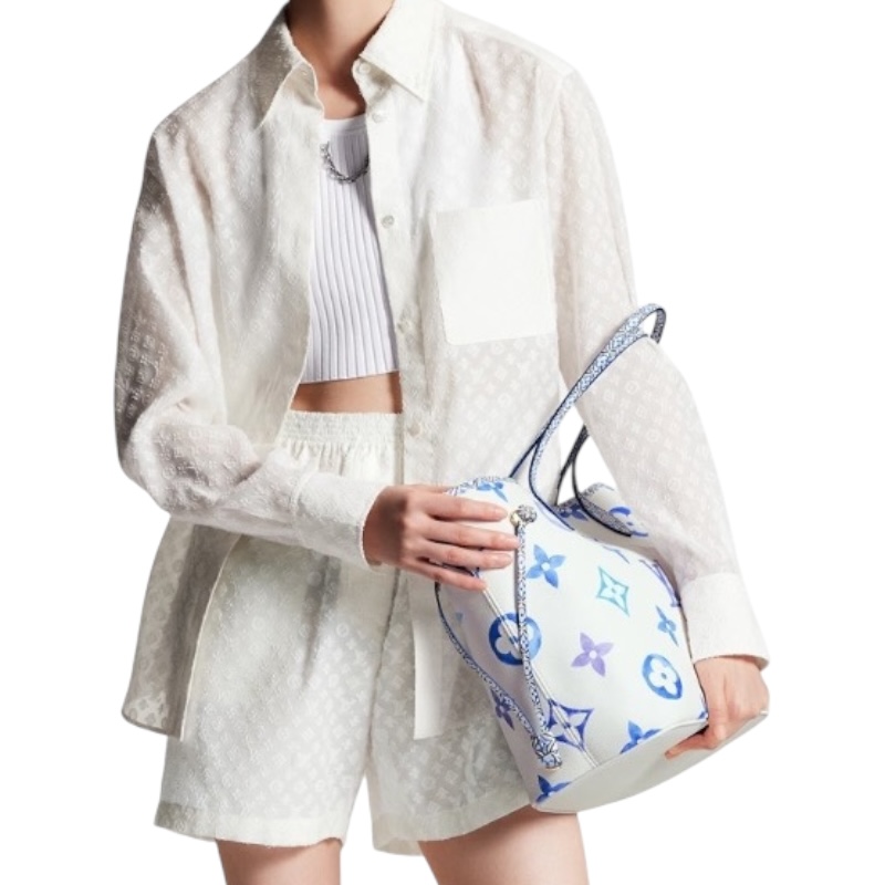 Сумка-тоут Neverfull MM белая/синяя