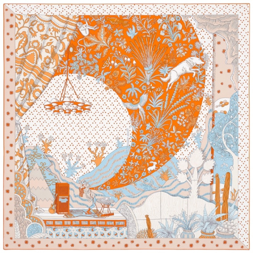 Шёлковый платок Le Premier Chant оранжевый 90