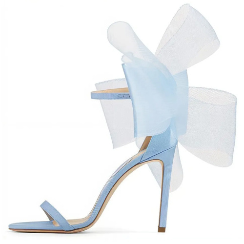 Голубые босоножки с большими бантами Aveline 100 Голубые босоножки с большими бантами Aveline 100
