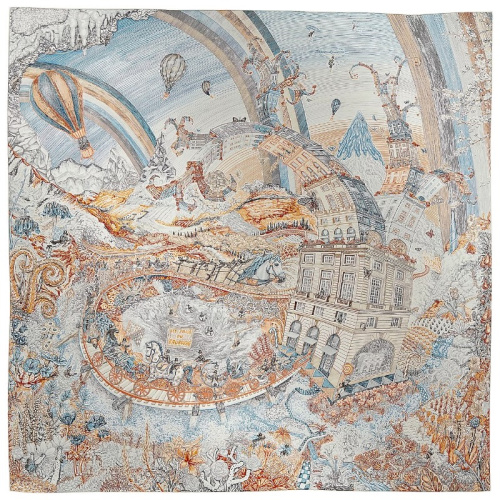 Шёлковый платок Les Folies du Faubourg 90 бежевый