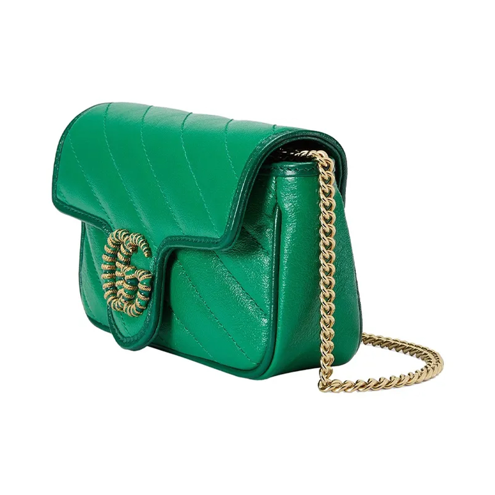 Зелёная сумка GG Marmont Super Mini