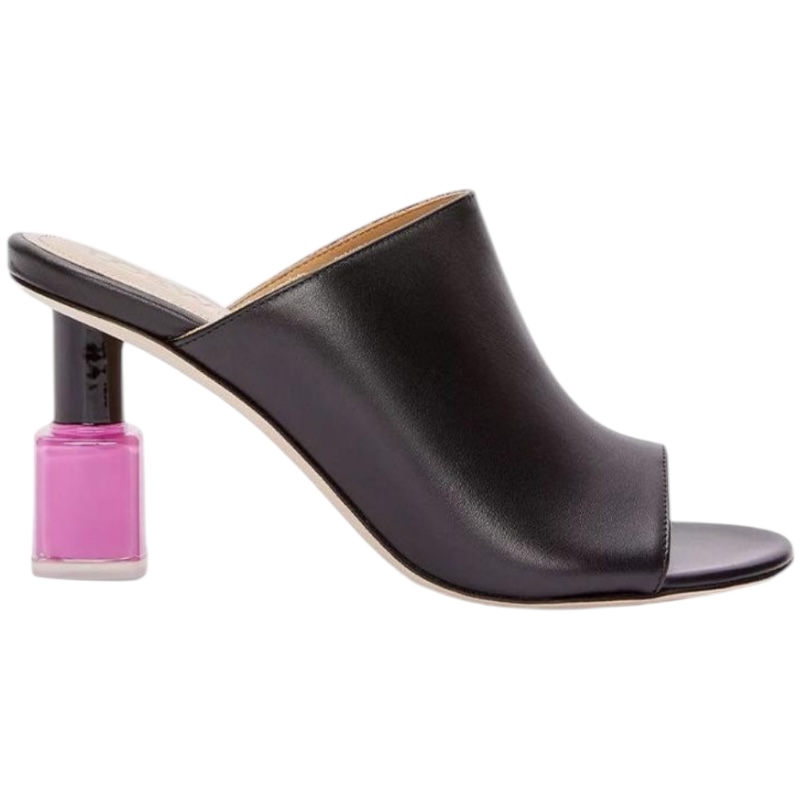 Мюли на каблуках в виде розового лака для ногтей