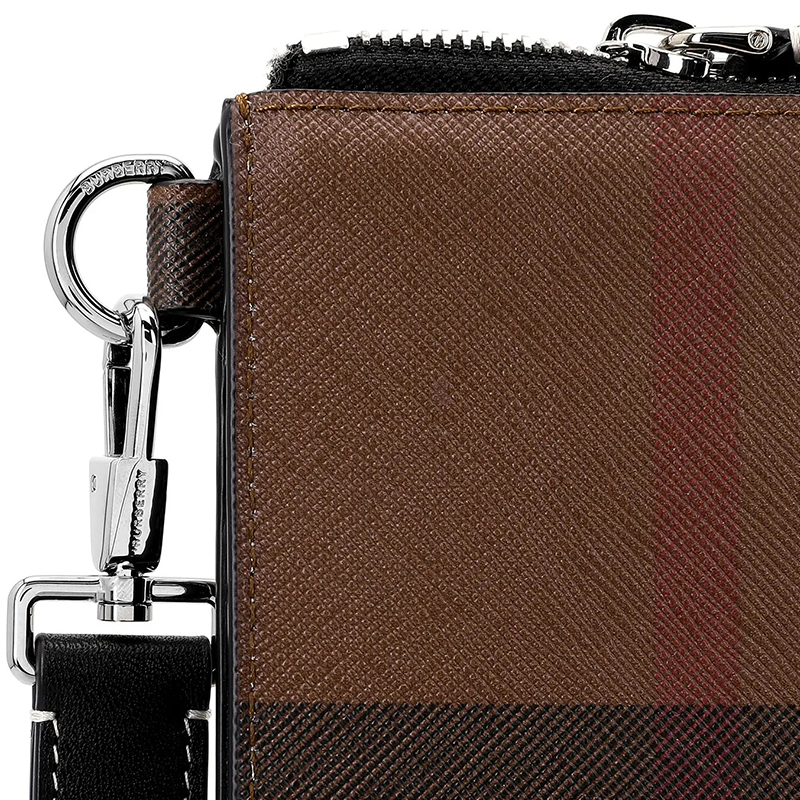 Хлопковый коричневый клатч в клетку на молнии 