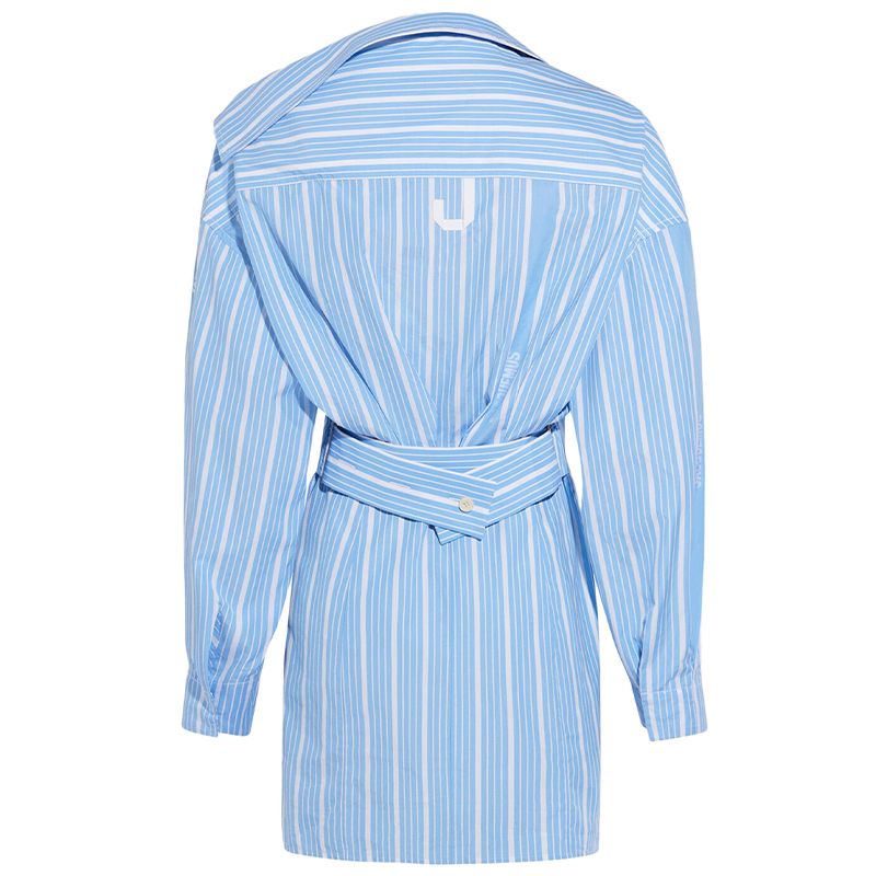 Голубое хлопковое платье в полоску