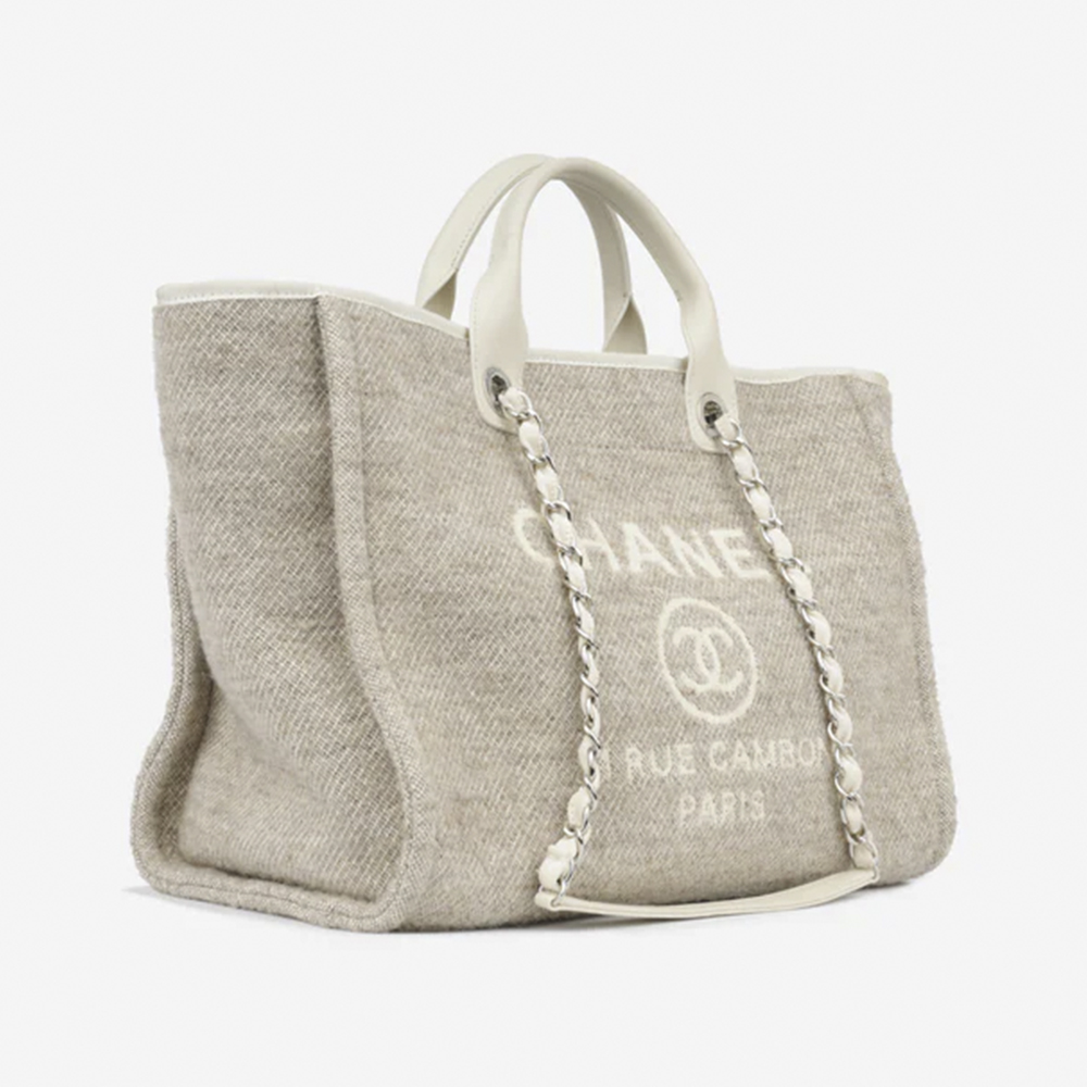 Серая сумка-тоут CHANEL Deauville среднего размера