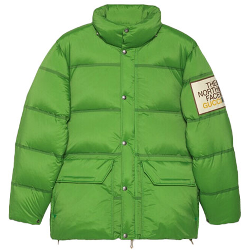 GUCCI x THE NORTH FACE Женский пуховик с капюшоном зелёный