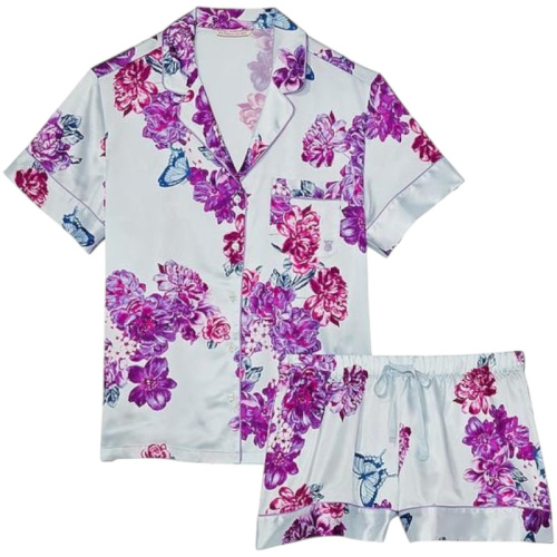 Сатиновый короткий пижамный комплект Ballad Blue Floral