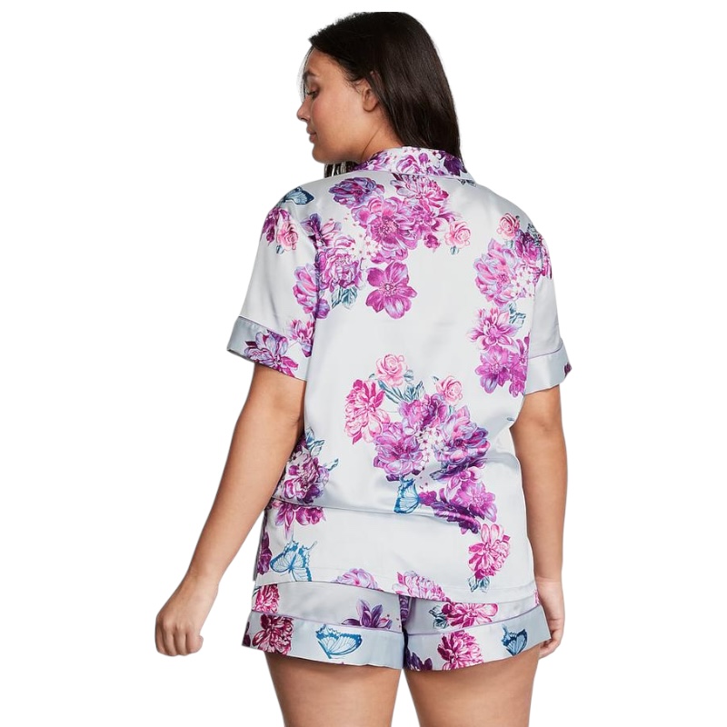 Сатиновый короткий пижамный комплект Ballad Blue Floral