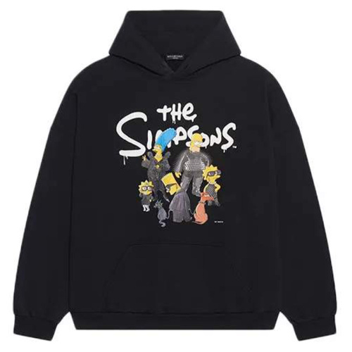 Хлопковое чёрное худи Balenciaga x The Simpsons 