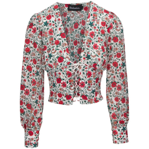 Шёлковая блузка с цветочным принтом The Bennie in White Batik Floral
