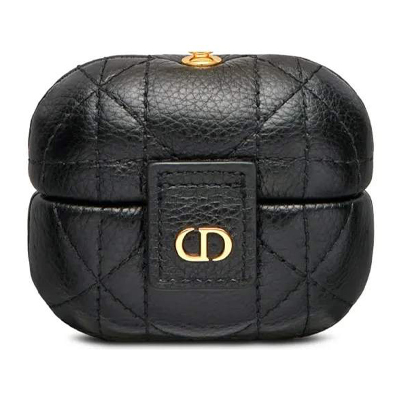 Чёрный кожаный чехол для наушников AirPods Pro на цепочке