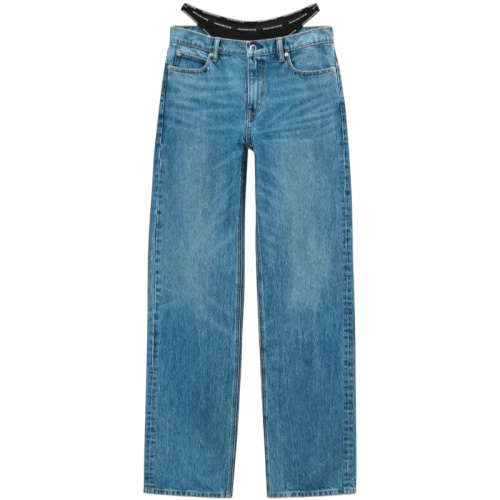 Джинсы прямого кроя со стилизованными брифами с логотипом