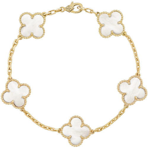 Браслет Van Cleef & Arpels Vintage Alhambra, 5 motifs 18K yellow gold, Mother-of-pearl