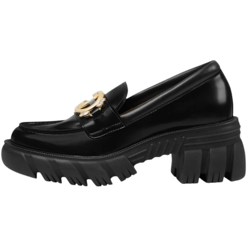 Черные лоферы Interlocking G из лакированной кожи