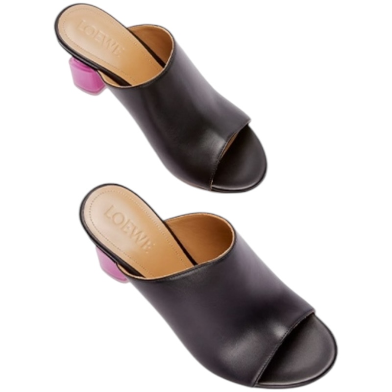 Мюли на каблуках в виде розового лака для ногтей