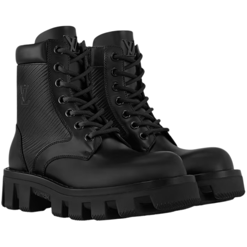 Чёрные ботинки-рейнджеры на шнуровке LV Checker 