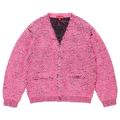 Розовый шерстяной кардиган крупной вязки FW24