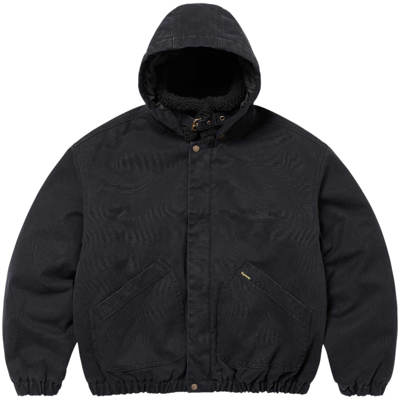 Чёрная куртка-бомбер с подкладкой из искусственной овчины FW24