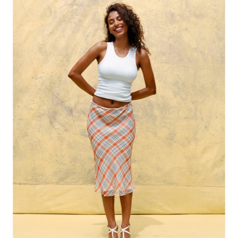 Оранжевая юбка-миди в клетку The Bea in Summer Check