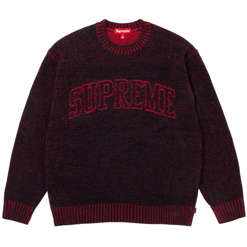 Свитер с логотипом и круглым вырезом чёрно-красный