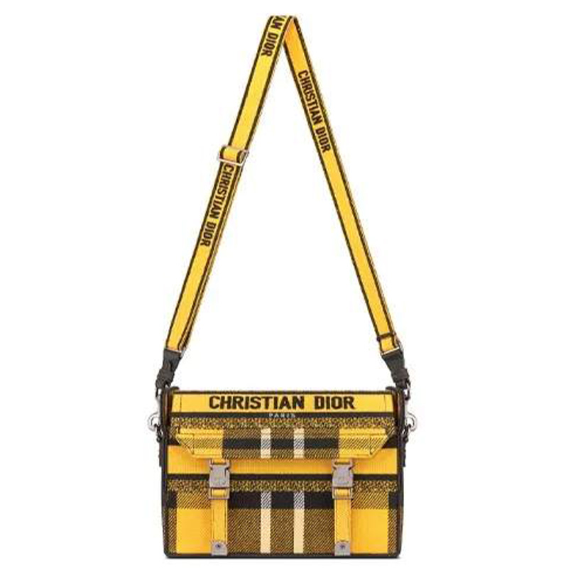 Жёлтая сумка через плечо в клетку DiorCamp Check'n'Dior