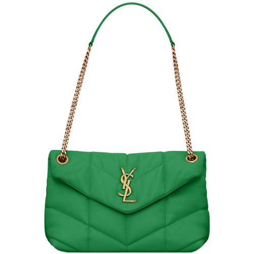 Стёганная зелёная сумка из кожи Puffer Loulou small